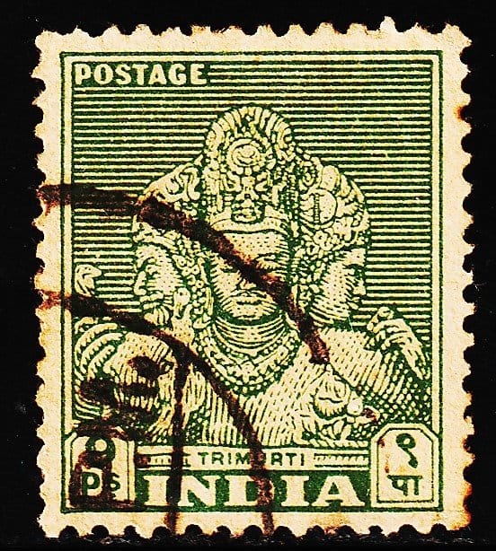 INDIA 1949 TRIMURTI HINDU MYTHOLOGY USED STAMPS