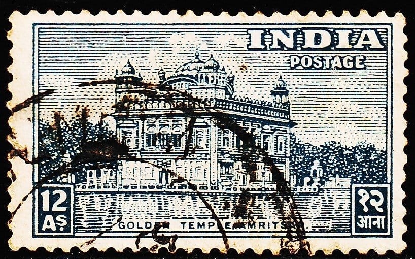INDIA 1949 GOLDEN TEMPLE 12AN USED STAMPS
