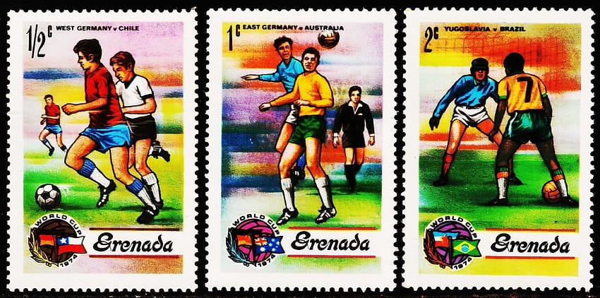 GRENADA FOOTBALL 3 DIFFERENT MINT NH STAMPS