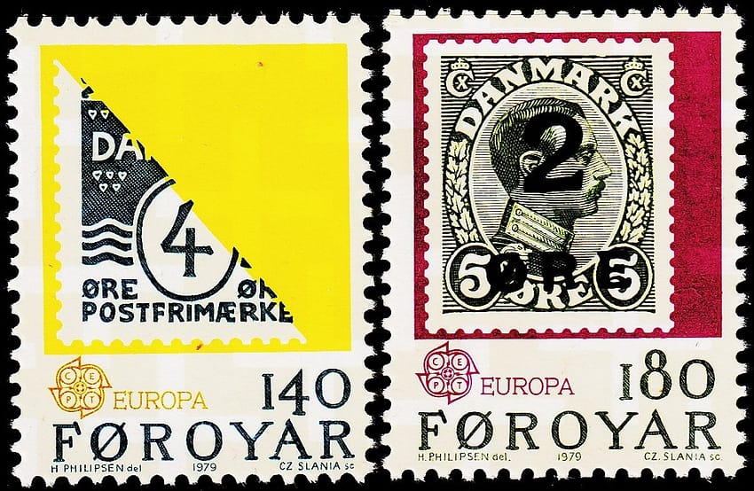FAROE ISLANDS 1979 STAMP ON STAMP EUROPA STAMP 2V SET MINT NH STAMPS
