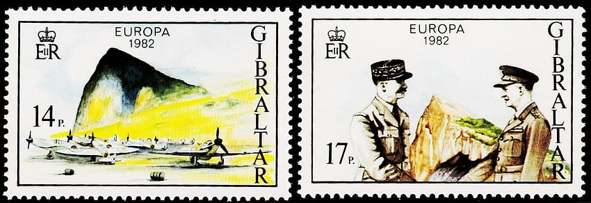 GIBRALTAR 1982 AVIATION HISTORICAL EVENTS EUROPA STAMP 2V SET MINT NH STAMPS