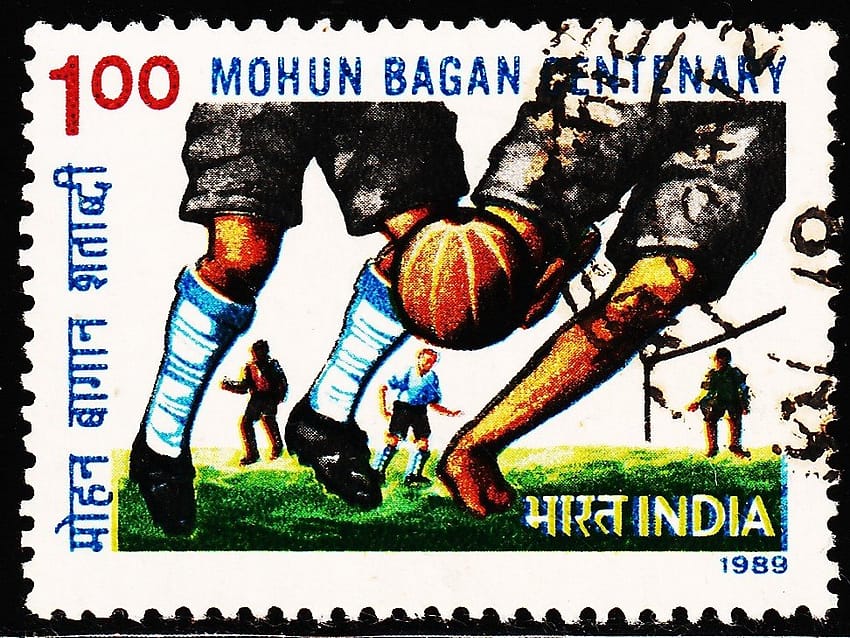 INDIA MOHUN BAGAN CENTENARY FOOTBALL USED STAMPS