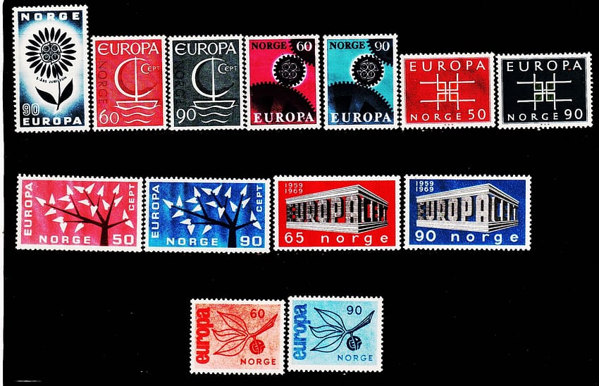 NORWAY EUROPA STAMP13 DIFFERENT MINT NH STAMPS