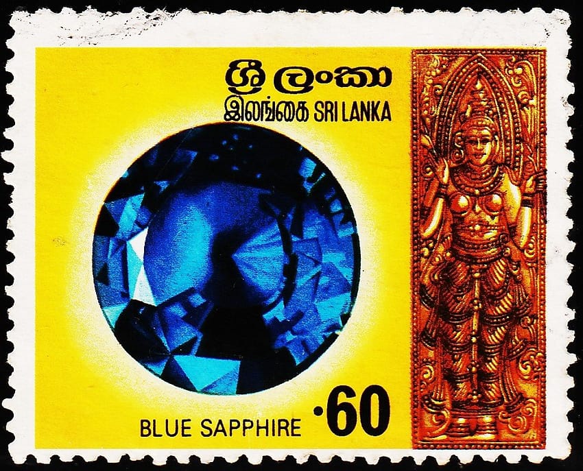 SRILANKA BLUE SAPPHIRE GEMS STONE USED STAMPS